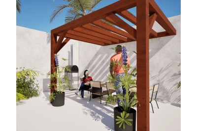 Pergolas TERRASOL bois murale 3.00 x 3.00