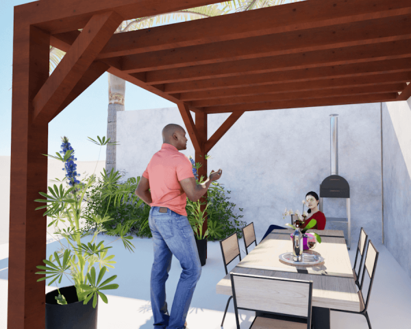 Pergolas TERRASOL bois murale 3.00 x 3.00