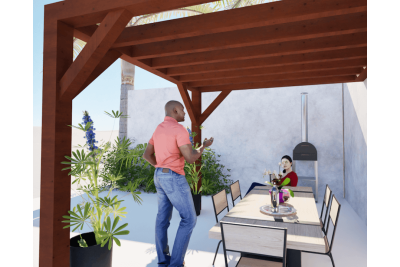 Pergolas TERRASOL bois murale 3.00 x 3.00