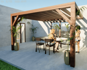 Pergolas bois TERRASOL murale 3.00 x 4.00 m