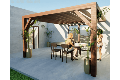 Pergolas bois TERRASOL murale 3.00 x 4.00 m