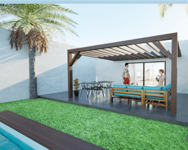 Pergolas bois TERRASOL murale 3.00 x 4.00 m