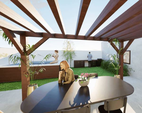 Pergolas bois TERRASOL murale 3.00 x 4.00 m