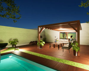 Pergolas bois TERRASOL murale 4.00 x 4.00 m