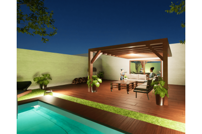 Pergolas bois TERRASOL murale 4.00 x 4.00 m