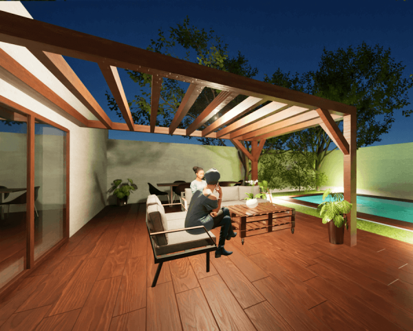 Pergolas bois TERRASOL murale 4.00 x 4.00 m