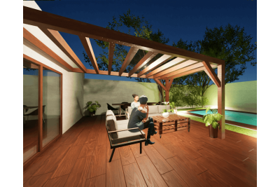 Pergolas bois TERRASOL murale 4.00 x 4.00 m