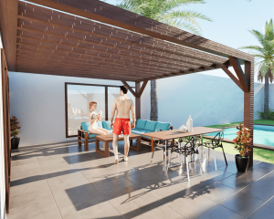 Pergolas bois TERRASOL murale 4.00 x 4.00 m 2