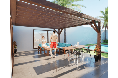 Pergolas bois TERRASOL murale 4.00 x 4.00 m