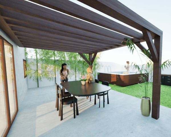 Pergolas bois TERRASOL murale 4.00 x 4.00 m