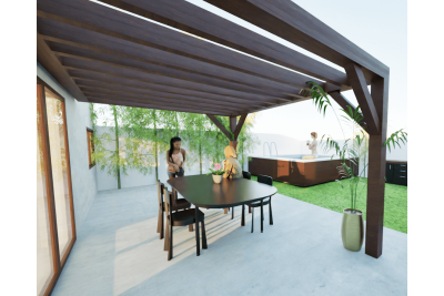 Pergolas bois TERRASOL murale 4.00 x 4.00 m
