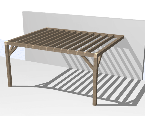 Pergolas bois TERRASOL murale 4.00 x 5.00 m