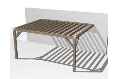 Pergolas bois TERRASOL murale 4.00 x 5.00 m