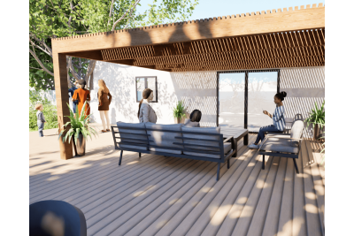 Pergolas bois OMBRIERE murale 4.00 x 5.00 m