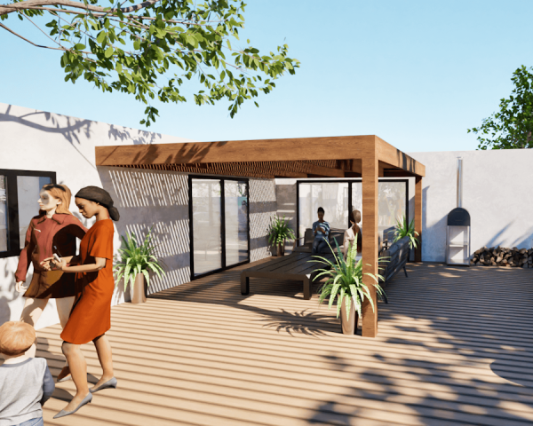 Pergolas bois OMBRIERE murale 4.00 x 5.00 m