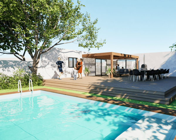 Pergolas bois OMBRIERE murale 4.00 x 5.00 m