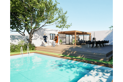 Pergolas bois OMBRIERE murale 4.00 x 5.00 m