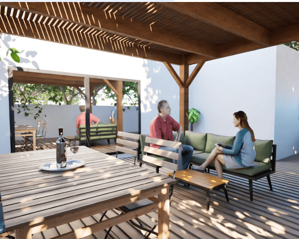 Pergolas bois OMBRIERE murale 3.00 x 4.00 m