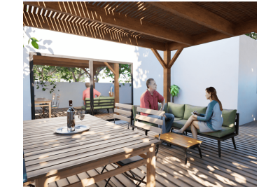 Pergolas bois OMBRIERE murale 3.00 x 4.00 m