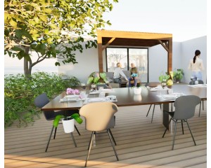 Pergolas bois OMBRIERE murale 3.00 x 3.00 m 2