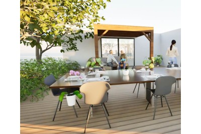 Pergolas bois OMBRIERE murale 3.00 x 3.00 m