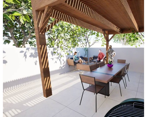 Pergolas bois OMBRIERE murale 3.00 x 4.00 m