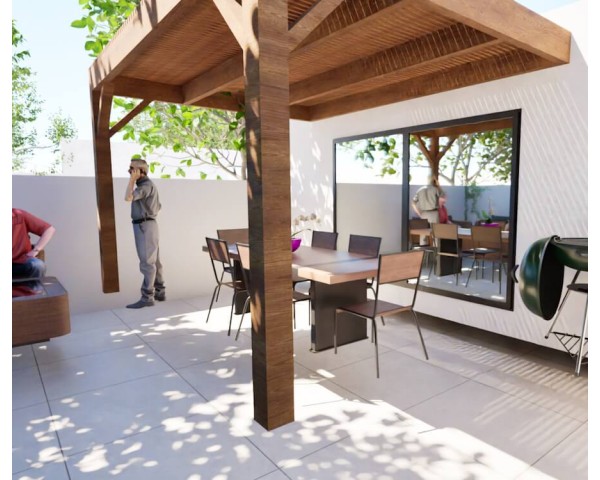 Pergolas bois OMBRIERE murale 3.00 x 4.00 m