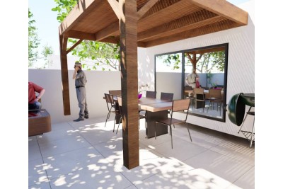 Pergolas bois OMBRIERE murale 3.00 x 4.00 m