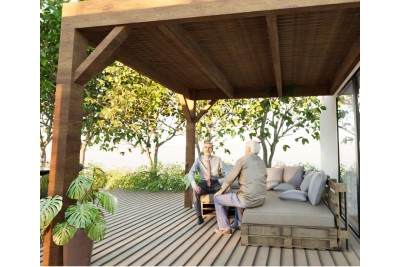 Pergolas bois OMBRIERE murale 3.00 x 3.00 m