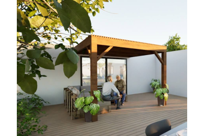 Pergolas bois OMBRIERE murale 3.00 x 3.00 m