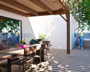 Pergolas bois OMBRIERE murale 3.00 x 4.00 m