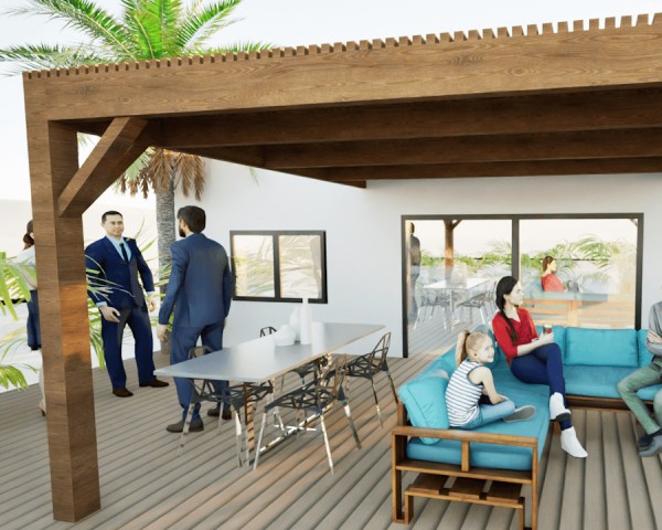 Pergolas bois OMBRIERE murale 4.00 x 4.00 m