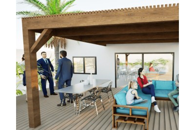 Pergolas bois OMBRIERE murale 4.00 x 4.00 m