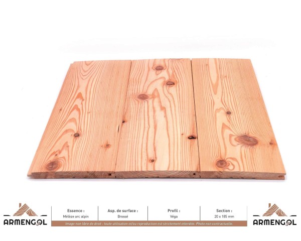 LAMBRIS VEGA MELEZE ALPIN BROSSÉ - 20 mm x 185 mm