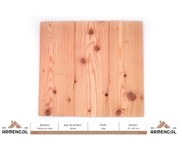 LAMBRIS VEGA MELEZE ALPIN BROSSÉ - 20 mm x 185 mm