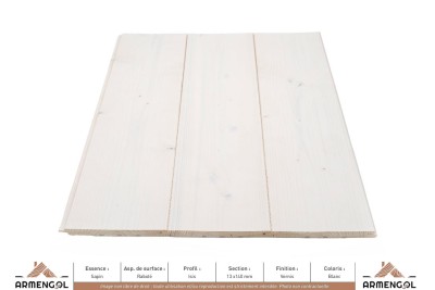 LAMBRIS ISIS SAPIN RABOTÉ VERNIS BLANC - 13 mm x 140 mm