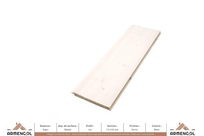 LAMBRIS ISIS SAPIN RABOTÉ VERNIS BLANC - 13 mm x 140 mm