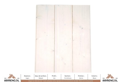 LAMBRIS ISIS SAPIN RABOTÉ VERNIS BLANC - 13 mm x 140 mm