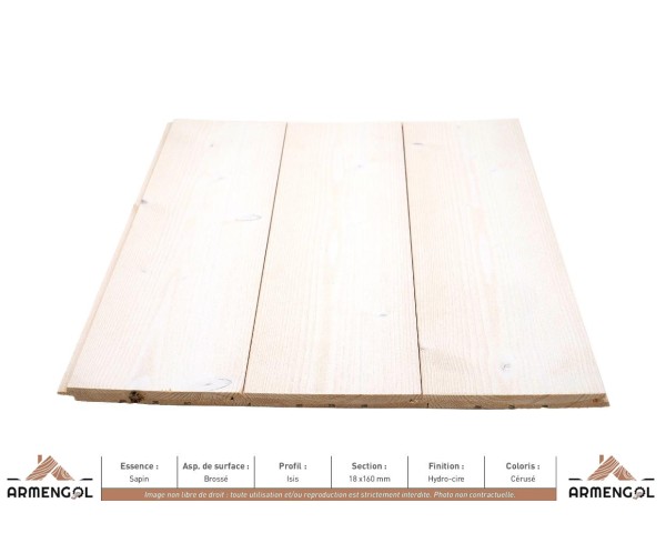 LAMBRIS ISIS SAPIN BROSSÉ HYDRO-CIRE CÉRUSÉ - 18 mm x 160 mm