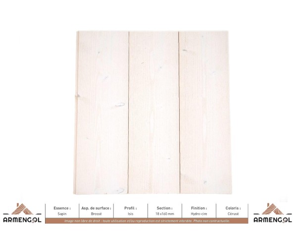 LAMBRIS ISIS SAPIN BROSSÉ HYDRO-CIRE CÉRUSÉ - 18 mm x 160 mm