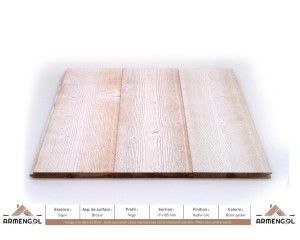 LAMBRIS VEGA SAPIN BROSSÉ HYDRO-CIRE BLANC PATINE - 19 mm x 185 mm 2