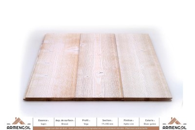 LAMBRIS VEGA SAPIN BROSSÉ HYDRO-CIRE BLANC PATINE - 19 mm x 185 mm