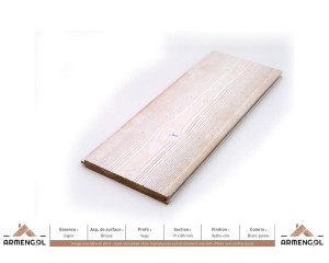 LAMBRIS VEGA SAPIN BROSSÉ HYDRO-CIRE BLANC PATINE - 19 mm x 185 mm