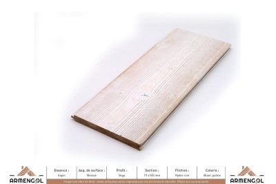LAMBRIS VEGA SAPIN BROSSÉ HYDRO-CIRE BLANC PATINE - 19 mm x 185 mm