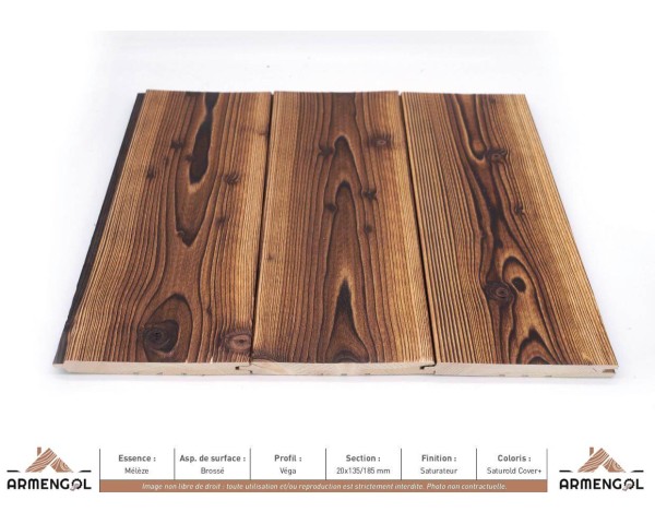 LAMBRIS VEGA MÉLÈZE BROSSÉ SATUROLD COVER+ - 20 mm x 135/185 mm