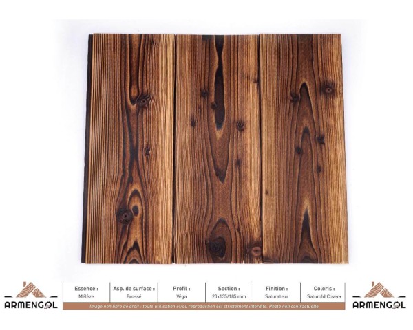 LAMBRIS VEGA MÉLÈZE BROSSÉ SATUROLD COVER+ - 20 mm x 135/185 mm