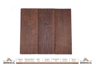 LAMBRIS VEGA MÉLÈZE BROSSÉ SUR BRUT ÉTUVÉ SATURATEUR BADIANE - 20 mm x 185 mm