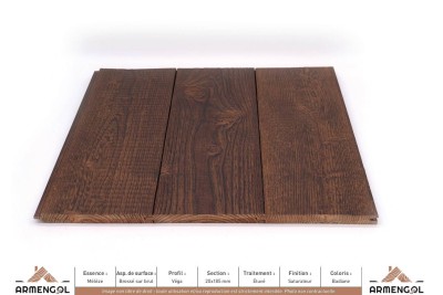 LAMBRIS VEGA MÉLÈZE BROSSÉ SUR BRUT ÉTUVÉ SATURATEUR BADIANE - 20 mm x 185 mm