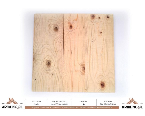 LAMBRIS NIX SAPIN BROSSÉ SCIAGE BATTANTE - 20 mm x 135/185/210 mm