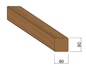 Bois d'Ossature Pin du Nord Rouge Autoclave 90 x 90 mm